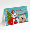 Snowman with Yorkie Yorkishire Terrier Greeting Cards Pack of 8 Blank Cards with Envelopes Whimsical A7 Size 5x7