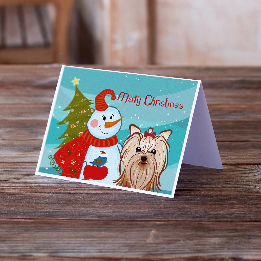 Snowman with Yorkie Yorkishire Terrier Greeting Cards Pack of 8 Blank Cards with Envelopes Whimsical A7 Size 5x7