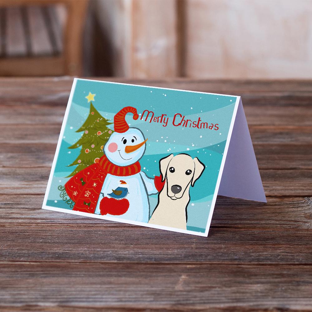 Snowman with Yellow Labrador Greeting Cards Pack of 8 Blank Cards with Envelopes Whimsical A7 Size 5x7