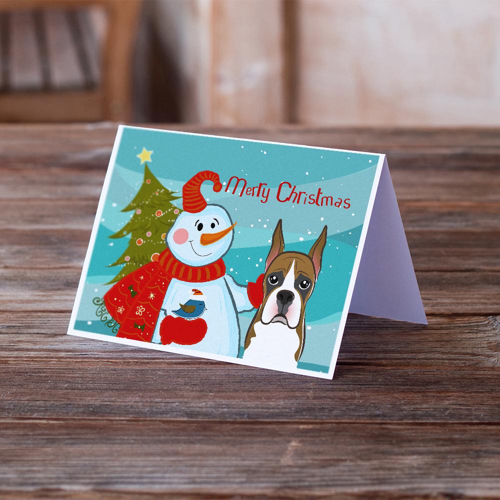 Snowman with Boxer Greeting Cards Pack of 8 Blank Cards with Envelopes Whimsical A7 Size 5x7