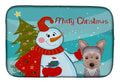 Snowman with Yorkie Puppy Dish Drying Mat Absorbent Dish Drying Mat Pad for Kitchen Counter Dish Drainer Mat for Countertop, 14 x 21", Multicolor
