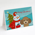 Snowman with Chocolate Brown Poodle Greeting Cards Pack of 8 Blank Cards with Envelopes Whimsical A7 Size 5x7