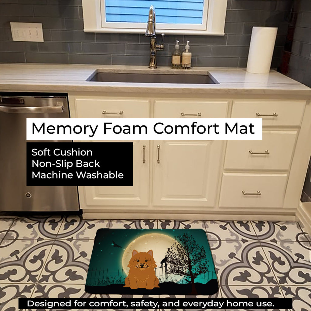 Halloween Scary Norwich Terrier Memory Foam Kitchen Mat Machine Washable Anti-Fatigue Cushion Comfort Bath or Kitchen Rug