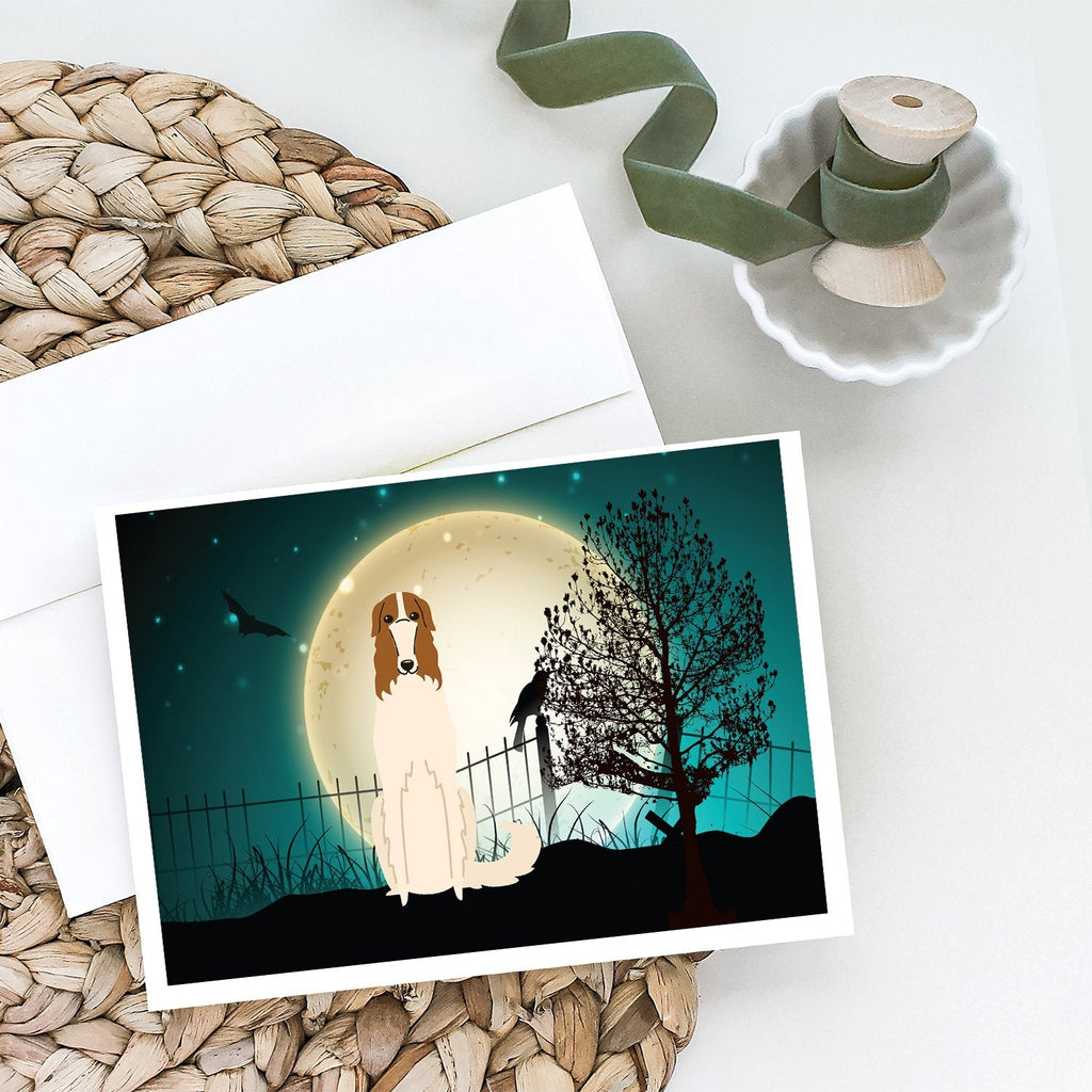 Halloween Scary Borzoi Greeting Cards Pack of 8 Blank Cards with Envelopes Whimsical A7 Size 5x7
