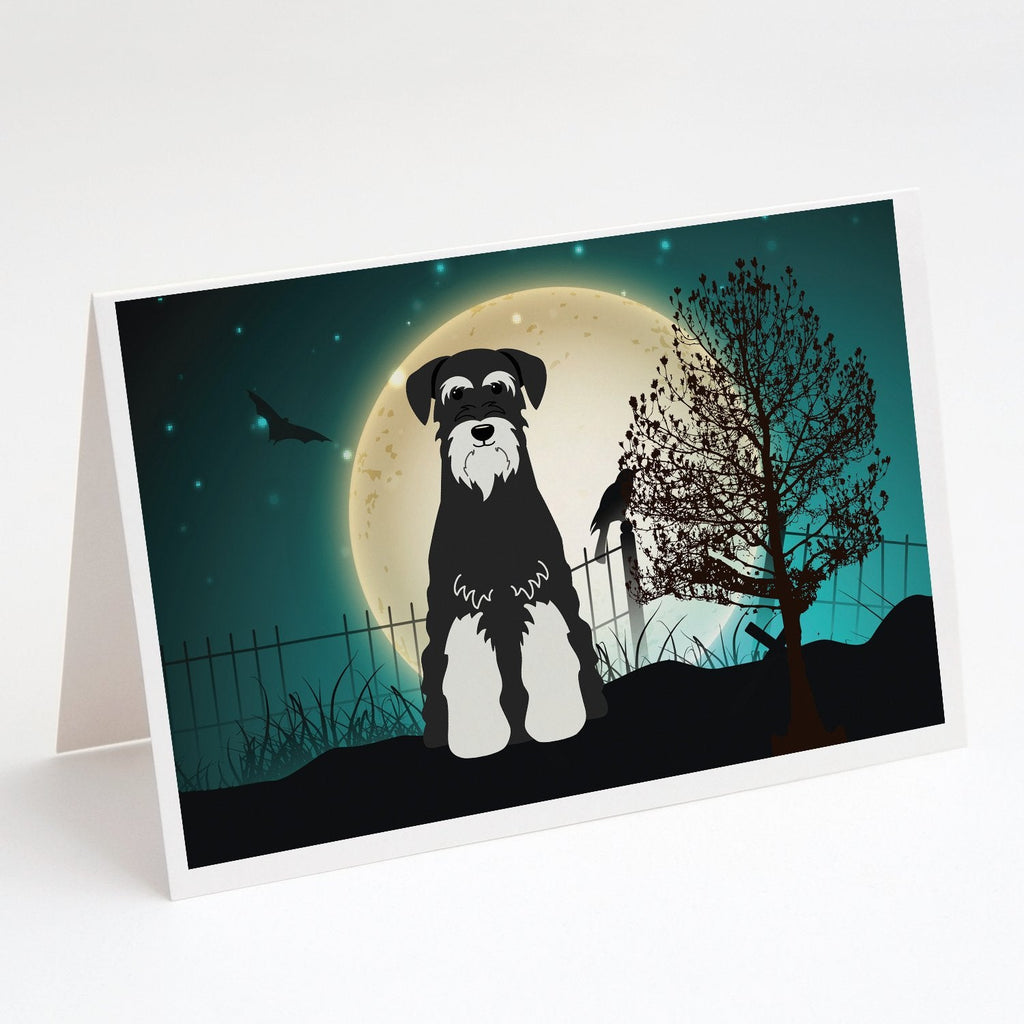 Halloween Scary Standard Schnauzer Salt and Pepper Greeting Cards Pack of 8 Blank Cards with Envelopes Whimsical A7 Size 5x7