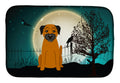 Halloween Scary Border Terrier Dish Drying Mat Absorbent Dish Drying Mat Pad for Kitchen Counter Dish Drainer Mat for Countertop, 14 x 21", Multicolor