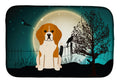 Halloween Scary Beagle Tricolor Dish Drying Mat Absorbent Dish Drying Mat Pad for Kitchen Counter Dish Drainer Mat for Countertop, 14 x 21", Multicolor