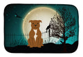 Halloween Scary Staffordshire Bull Terrier Brown Dish Drying Mat Absorbent Dish Drying Mat Pad for Kitchen Counter Dish Drainer Mat for Countertop, 14 x 21", Multicolor