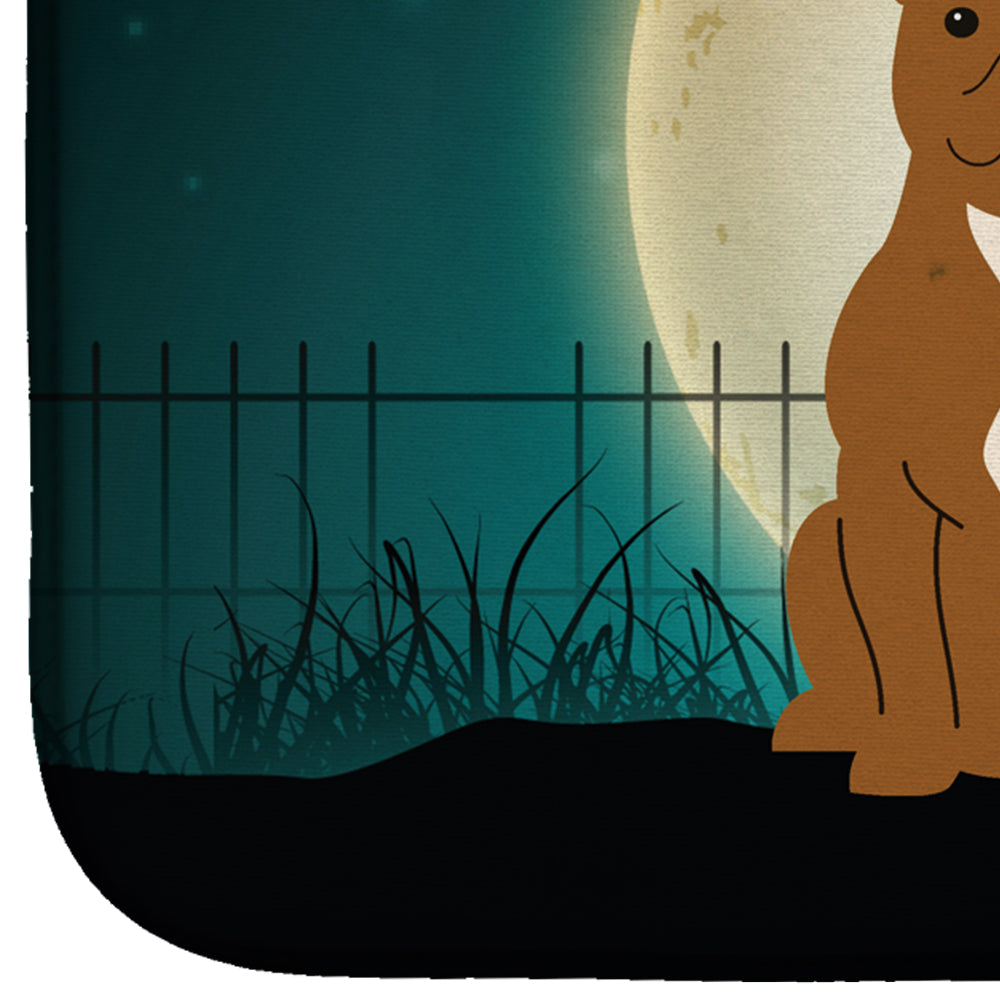 Halloween Scary Staffordshire Bull Terrier Brown Dish Drying Mat Absorbent Dish Drying Mat Pad for Kitchen Counter Dish Drainer Mat for Countertop, 14 x 21", Multicolor