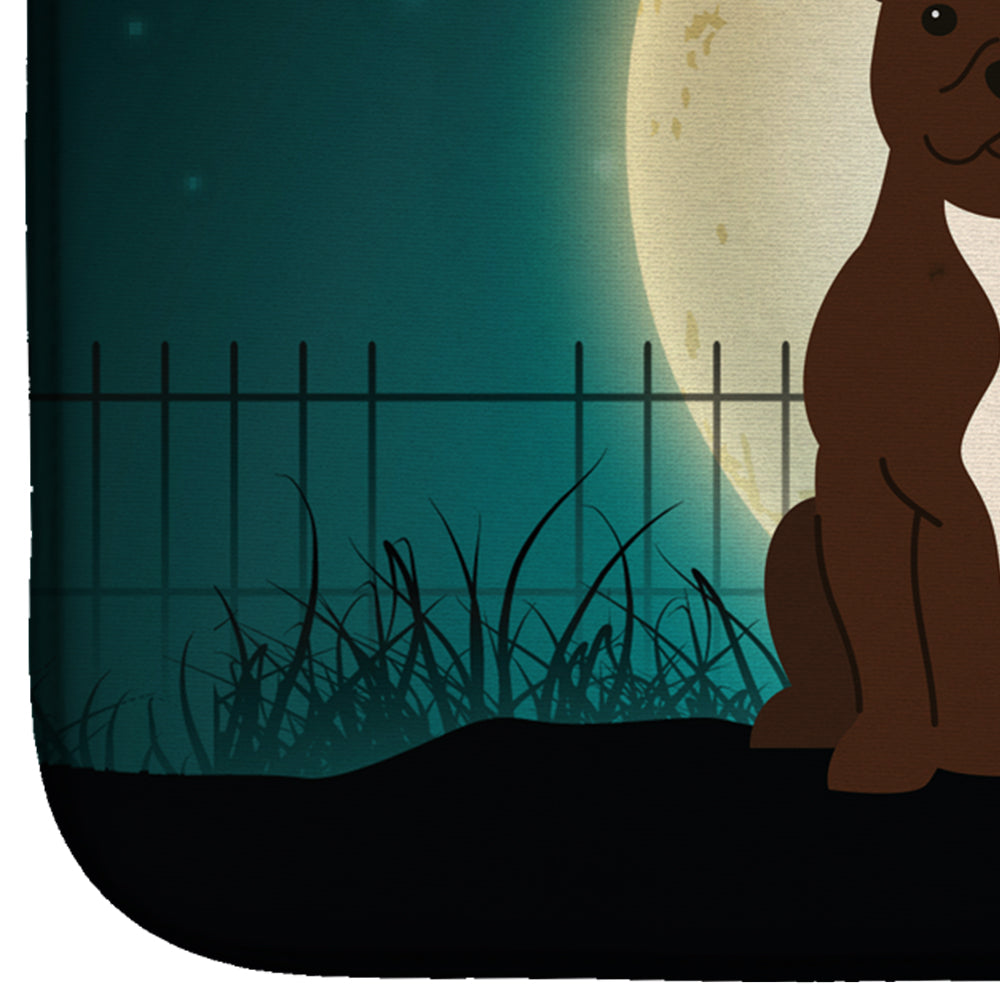 Halloween Scary Staffordshire Bull Terrier Chocolate Dish Drying Mat Absorbent Dish Drying Mat Pad for Kitchen Counter Dish Drainer Mat for Countertop, 14 x 21", Multicolor
