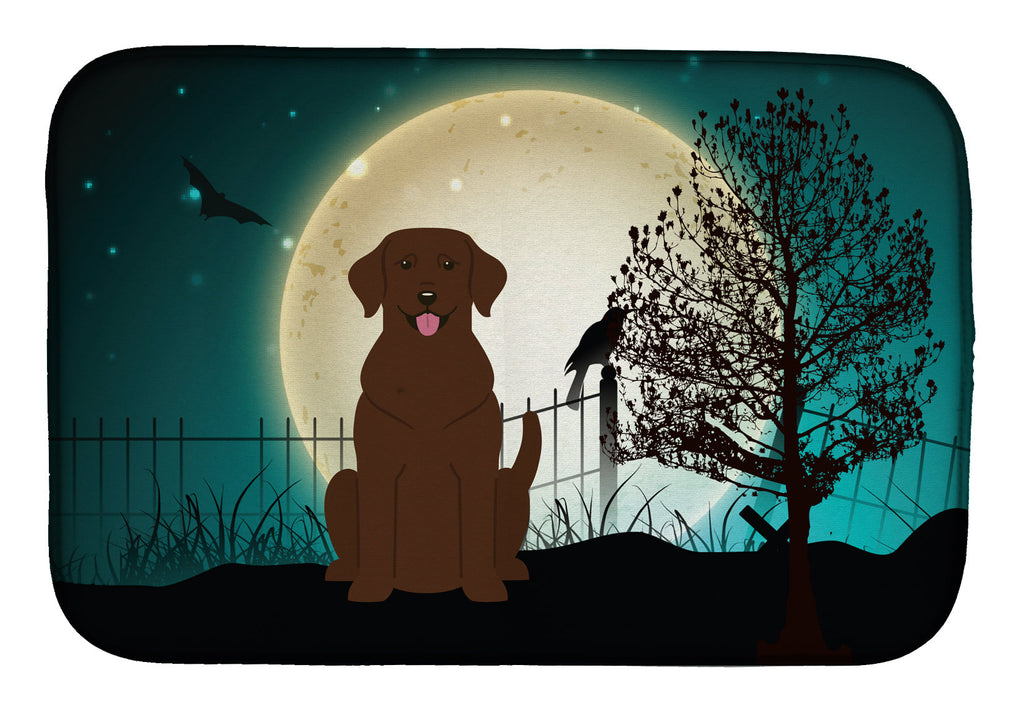 Halloween Scary Chocolate Labrador Dish Drying Mat Absorbent Dish Drying Mat Pad for Kitchen Counter Dish Drainer Mat for Countertop, 14 x 21", Multicolor