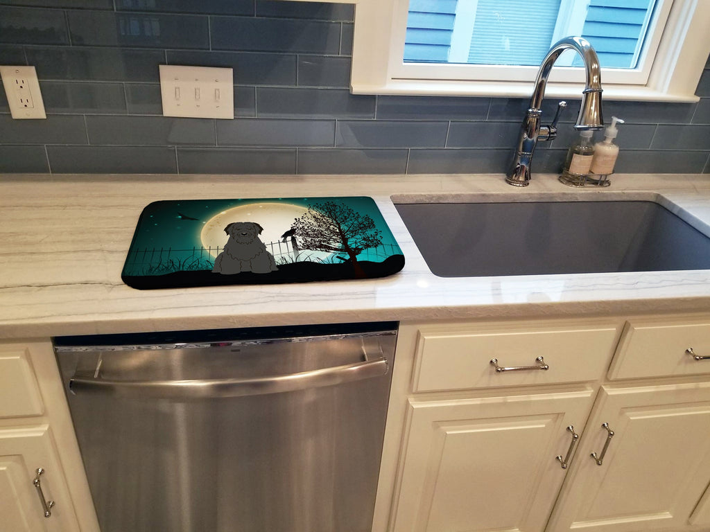 Halloween Scary Briard Black Dish Drying Mat Absorbent Dish Drying Mat Pad for Kitchen Counter Dish Drainer Mat for Countertop, 14 x 21", Multicolor