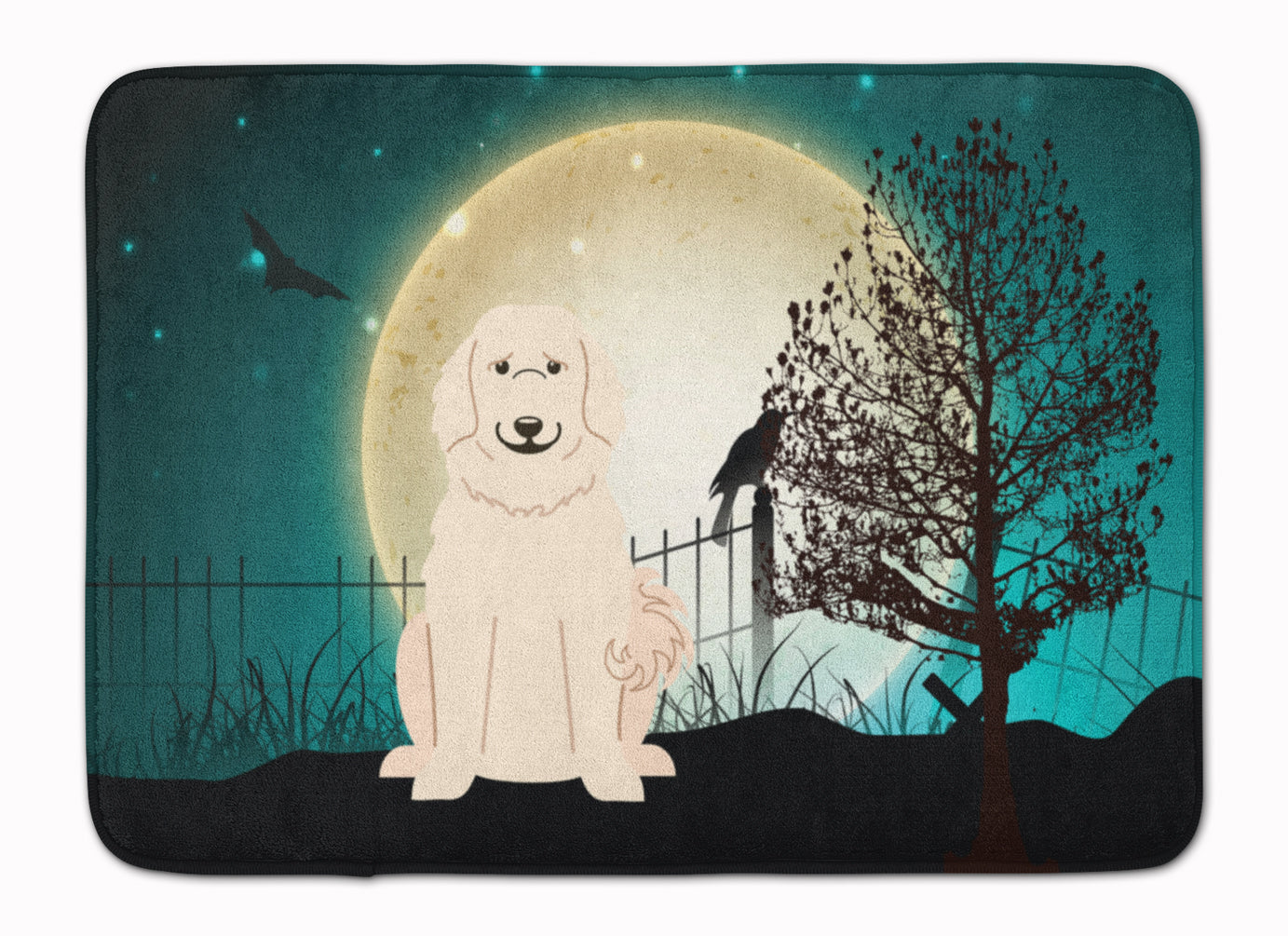 Halloween Scary Great Pyrenese Memory Foam Kitchen Mat Machine Washable Anti-Fatigue Cushion Comfort Bath or Kitchen Rug