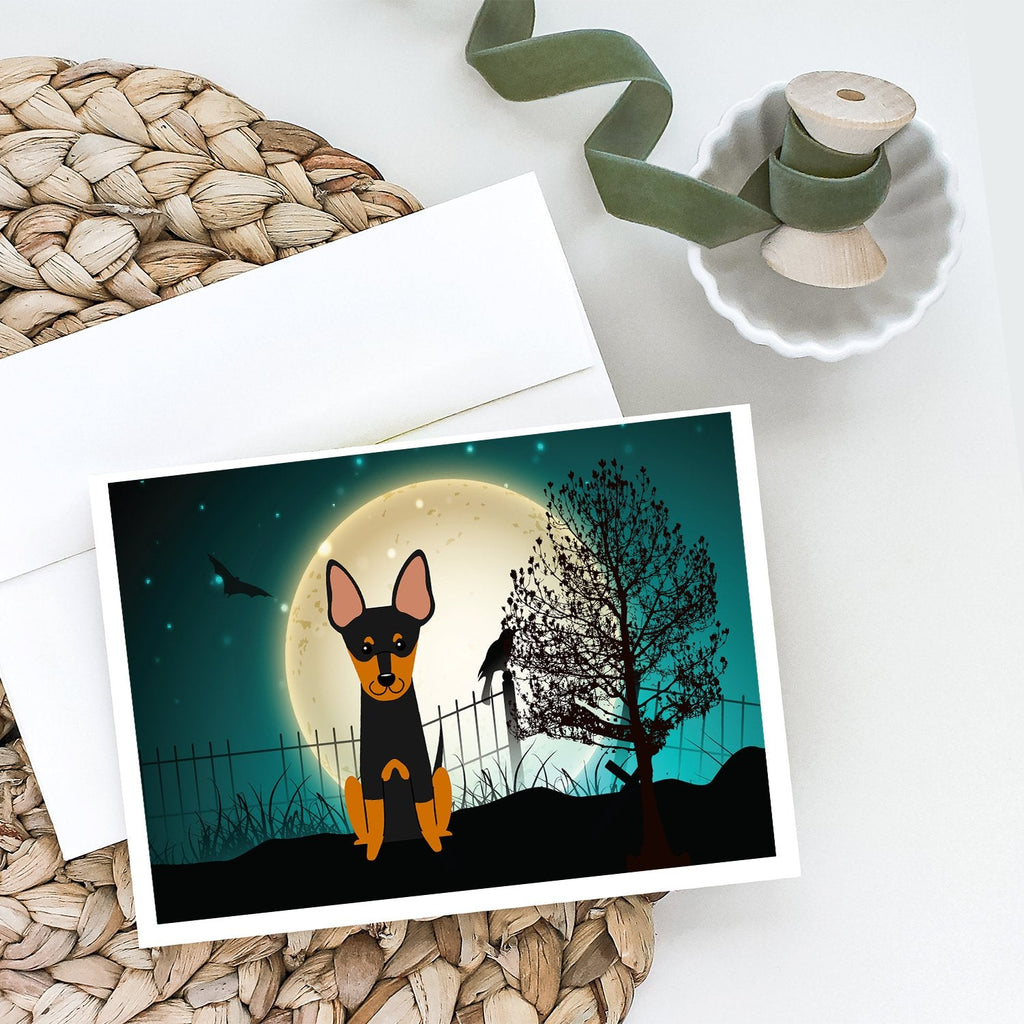Halloween Scary English Toy Terrier Greeting Cards Pack of 8 Blank Cards with Envelopes Whimsical A7 Size 5x7