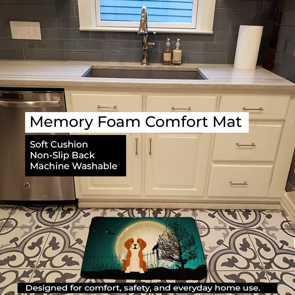 Halloween Scary English Foxhound Memory Foam Kitchen Mat Machine Washable Anti-Fatigue Cushion Comfort Bath or Kitchen Rug
