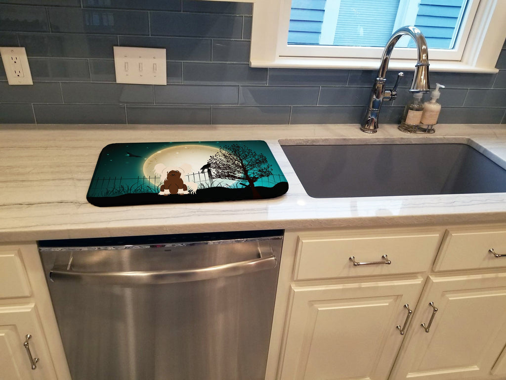 Halloween Scary Chinese Crested Cream Dish Drying Mat Absorbent Dish Drying Mat Pad for Kitchen Counter Dish Drainer Mat for Countertop, 14 x 21", Multicolor
