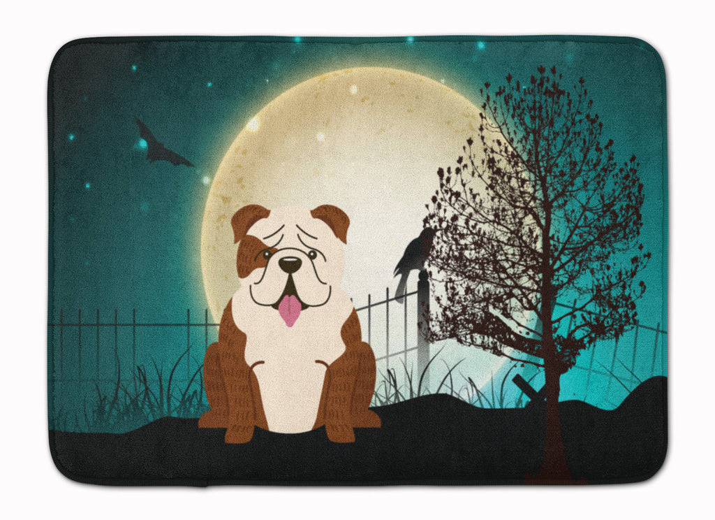 Halloween Scary English Bulldog Brindle White Memory Foam Kitchen Mat Machine Washable Anti-Fatigue Cushion Comfort Bath or Kitchen Rug