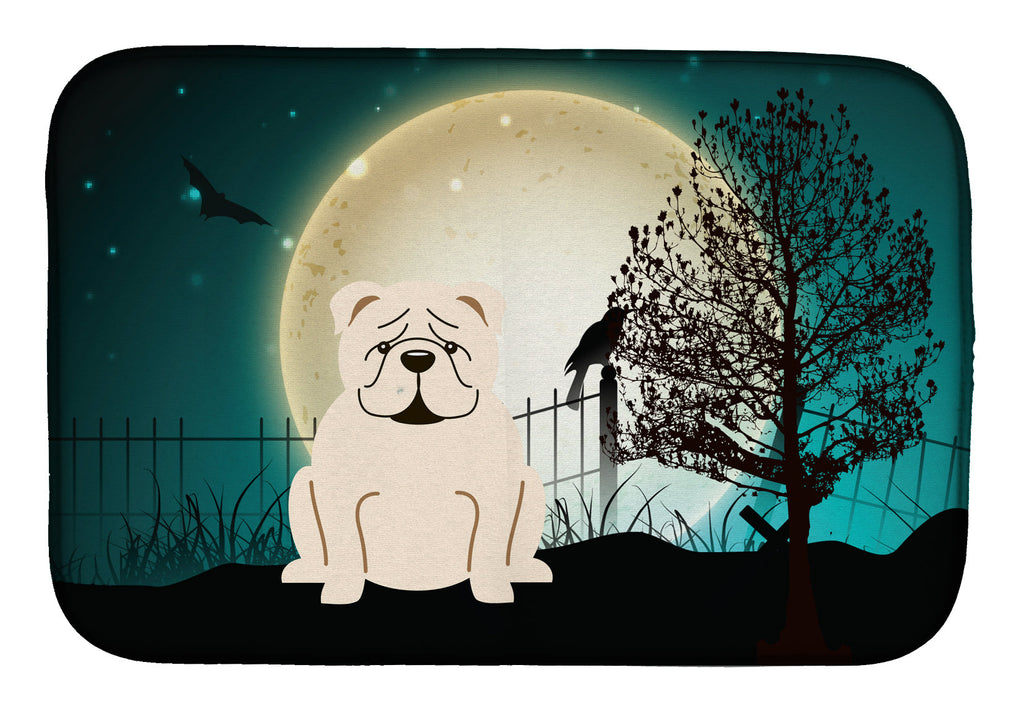 Halloween Scary English Bulldog White Dish Drying Mat Absorbent Dish Drying Mat Pad for Kitchen Counter Dish Drainer Mat for Countertop, 14 x 21", Multicolor