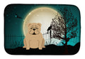 Halloween Scary English Bulldog Fawn Dish Drying Mat Absorbent Dish Drying Mat Pad for Kitchen Counter Dish Drainer Mat for Countertop, 14 x 21", Multicolor