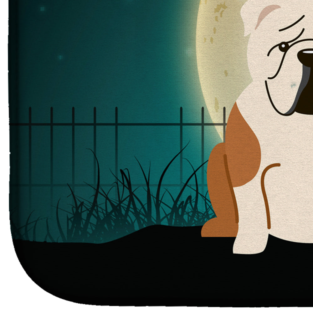 Halloween Scary English Bulldog Fawn White Dish Drying Mat Absorbent Dish Drying Mat Pad for Kitchen Counter Dish Drainer Mat for Countertop, 14 x 21", Multicolor