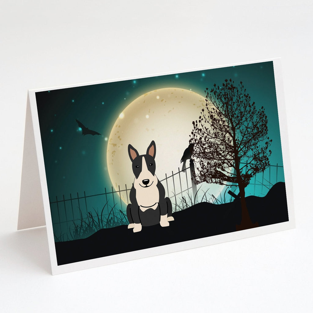 Halloween Scary Bull Terrier Black White Greeting Cards Pack of 8 Blank Cards with Envelopes Whimsical A7 Size 5x7