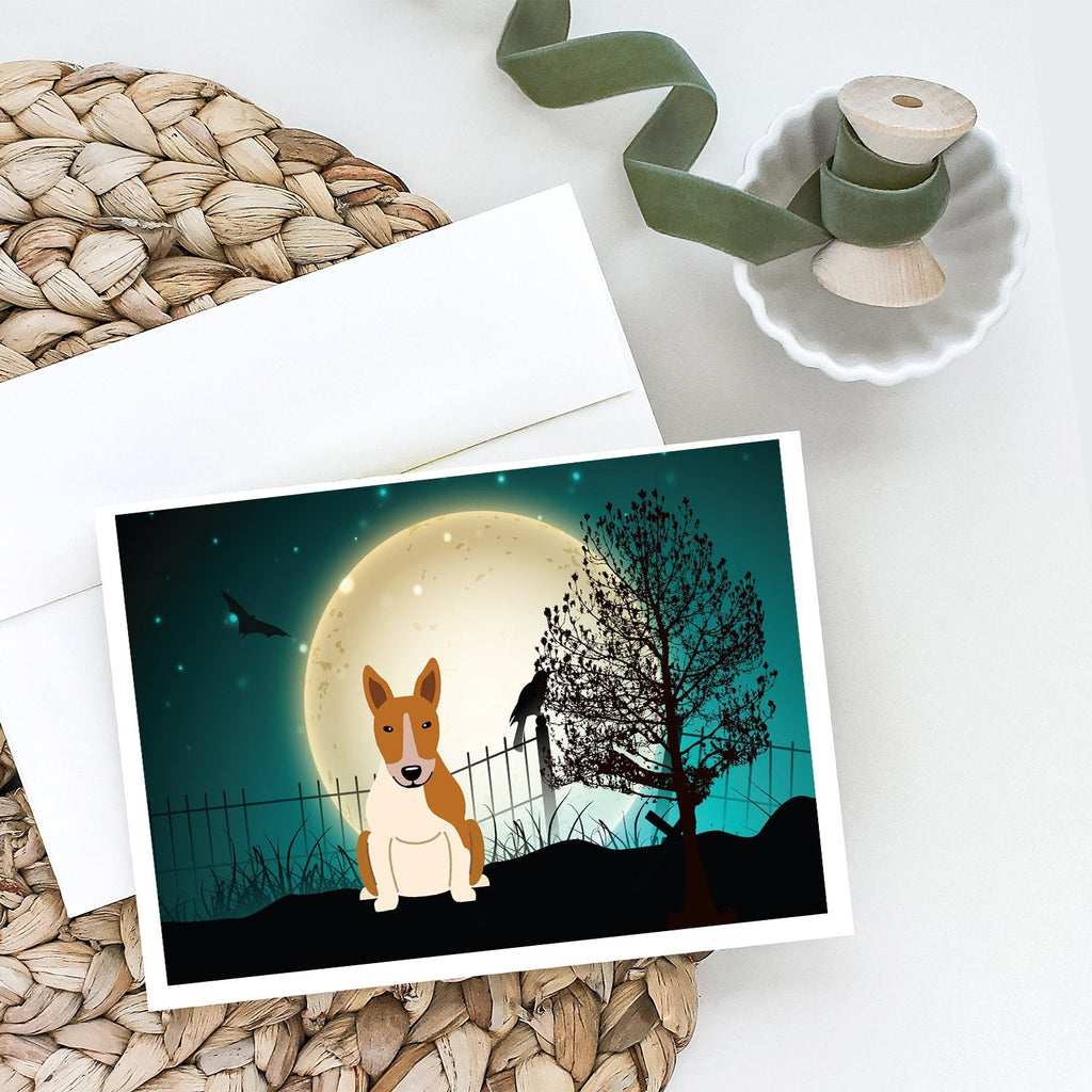 Halloween Scary Bull Terrier Red White Greeting Cards Pack of 8 Blank Cards with Envelopes Whimsical A7 Size 5x7