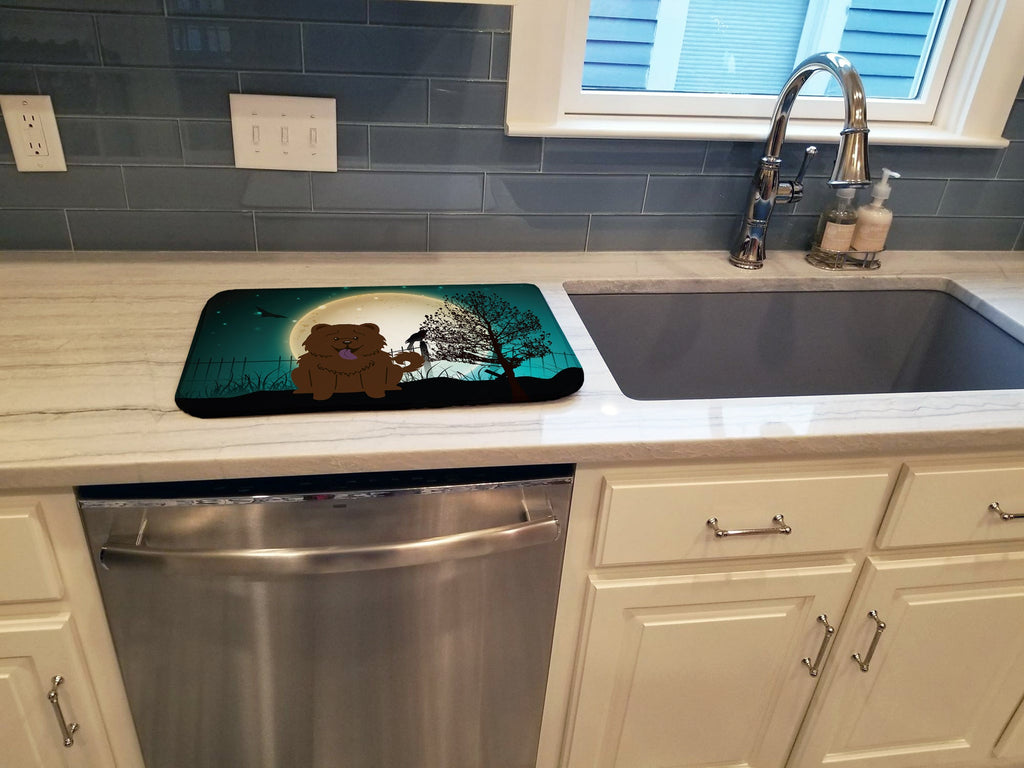 Halloween Scary Chow Chow Chocolate Dish Drying Mat Absorbent Dish Drying Mat Pad for Kitchen Counter Dish Drainer Mat for Countertop, 14 x 21", Multicolor