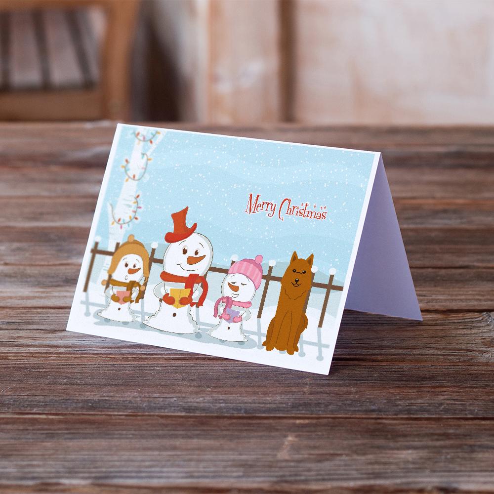 Merry Christmas Carolers Karelian Bear Dog Greeting Cards Pack of 8 Blank Cards with Envelopes Whimsical A7 Size 5x7