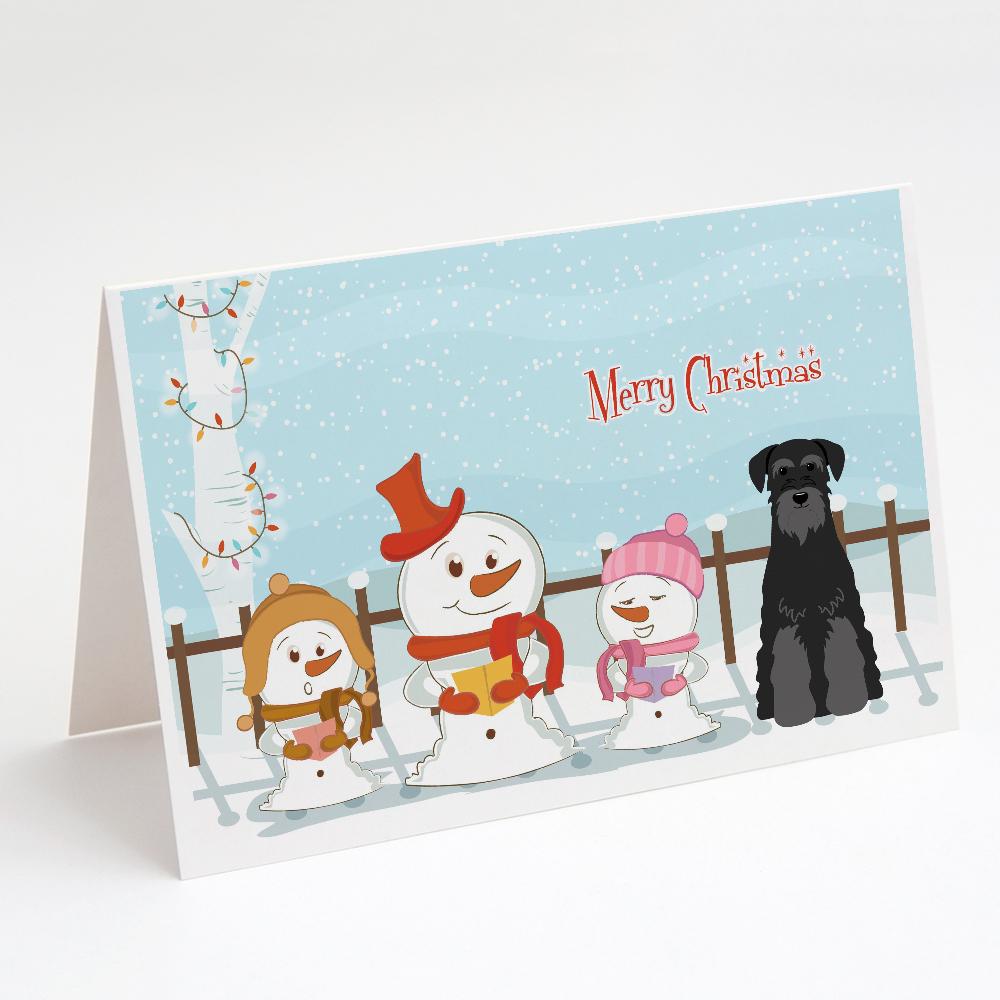 Merry Christmas Carolers Standard Schnauzer Black Greeting Cards Pack of 8 Blank Cards with Envelopes Whimsical A7 Size 5x7