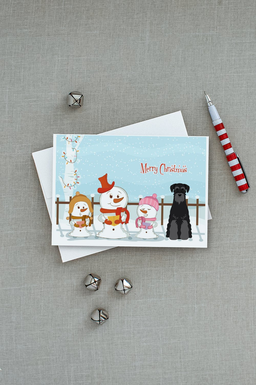 Merry Christmas Carolers Standard Schnauzer Black Greeting Cards Pack of 8 Blank Cards with Envelopes Whimsical A7 Size 5x7