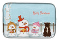 Merry Christmas Carolers Staffordshire Bull Terrier Chocolate Dish Drying Mat Absorbent Dish Drying Mat Pad for Kitchen Counter Dish Drainer Mat for Countertop, 14 x 21", Multicolor