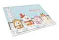Merry Christmas Carolers Central Asian Shepherd Dog Cutting Board Tempered Glass Kitchen Cutting Surface, Heat Resistant Chopping, Non-Slip Feet, Food Prep & Serving