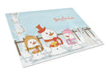 Merry Christmas Carolers Miniature Schnauzer White Cutting Board Tempered Glass Kitchen Cutting Surface, Heat Resistant Chopping, Non-Slip Feet, Food Prep & Serving