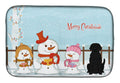 Merry Christmas Carolers Black Labrador Dish Drying Mat Absorbent Dish Drying Mat Pad for Kitchen Counter Dish Drainer Mat for Countertop, 14 x 21", Multicolor