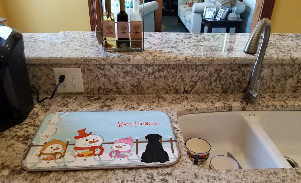 Merry Christmas Carolers Giant Schnauzer Dish Drying Mat Absorbent Dish Drying Mat Pad for Kitchen Counter Dish Drainer Mat for Countertop, 14 x 21", Multicolor
