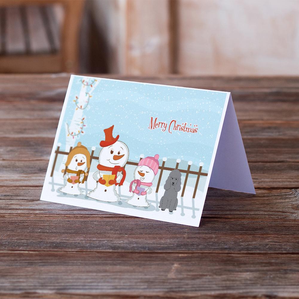 Merry Christmas Carolers Poodle Silver Greeting Cards Pack of 8 Blank Cards with Envelopes Whimsical A7 Size 5x7