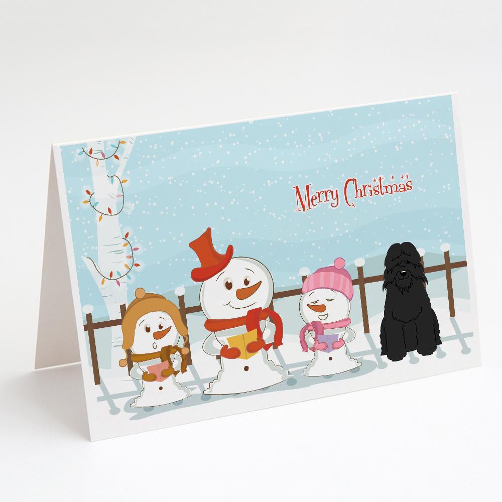 Merry Christmas Carolers Bouvier des Flandres Greeting Cards Pack of 8 Blank Cards with Envelopes Whimsical A7 Size 5x7