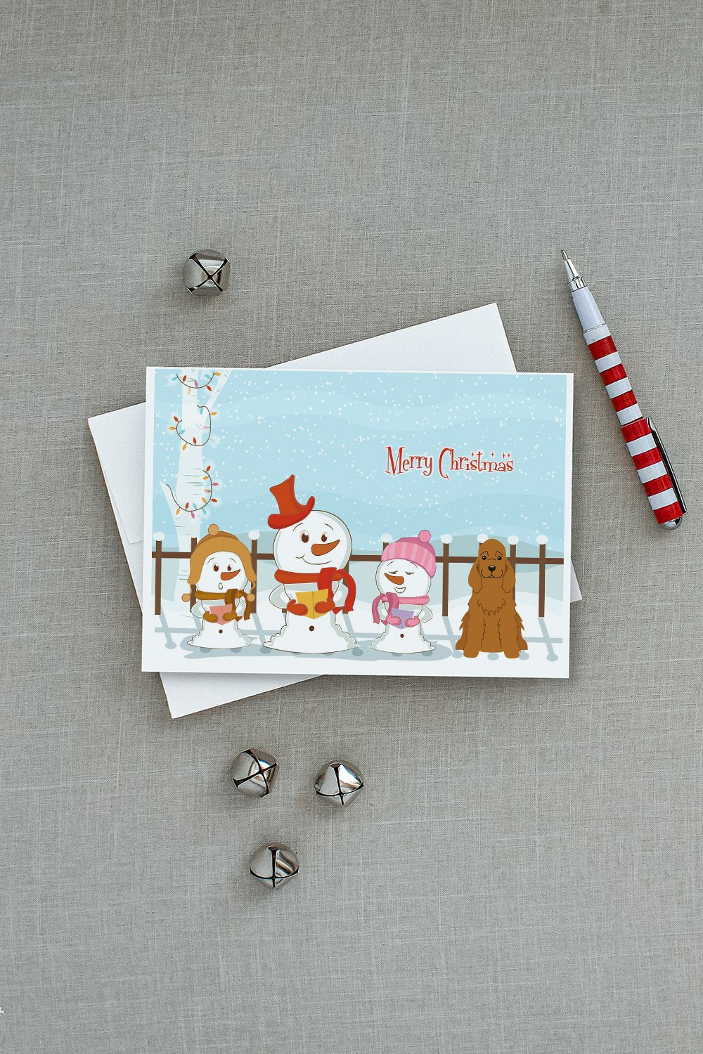 Merry Christmas Carolers Cocker Spaniel Red Greeting Cards Pack of 8 Blank Cards with Envelopes Whimsical A7 Size 5x7