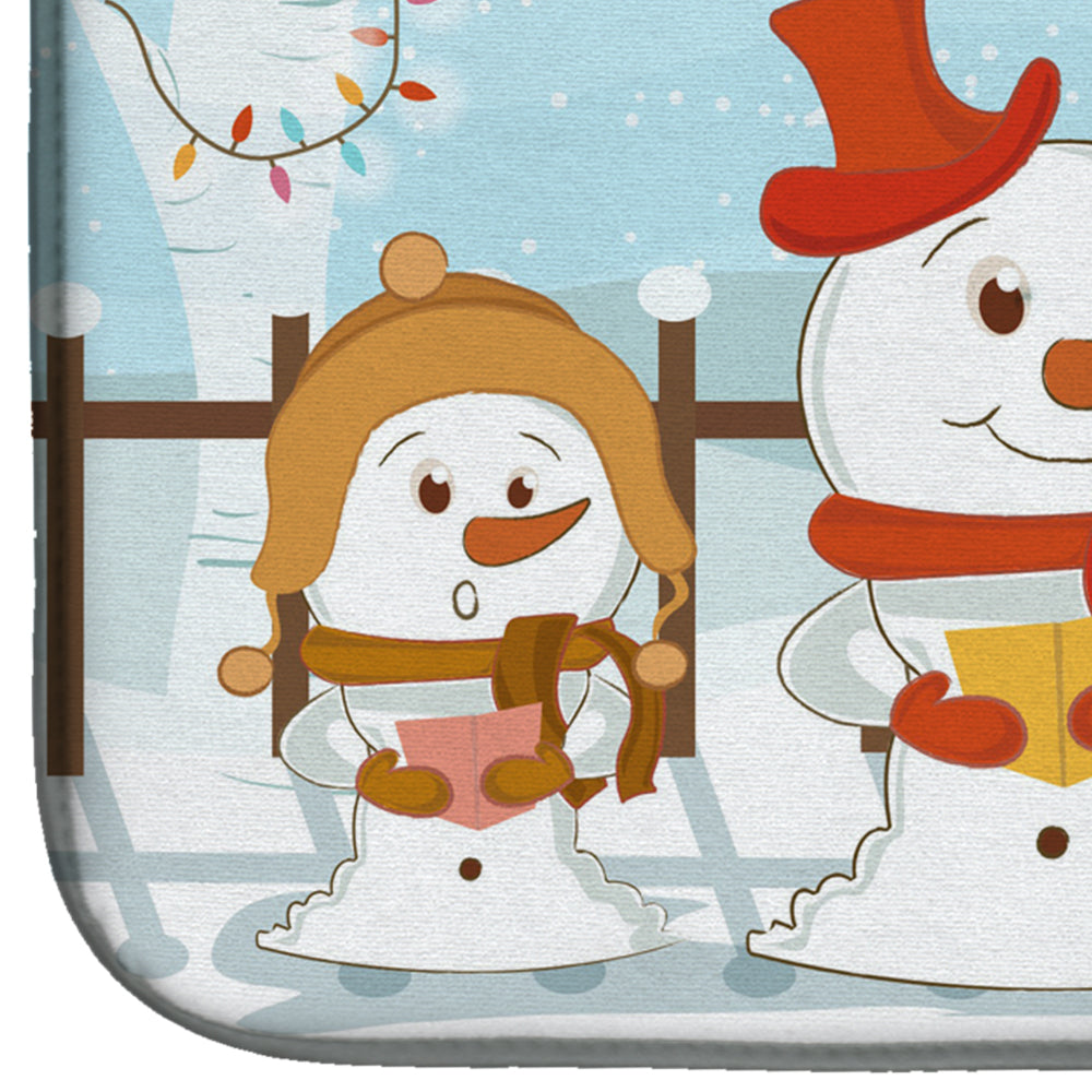 Merry Christmas Carolers Whippet Dish Drying Mat Absorbent Dish Drying Mat Pad for Kitchen Counter Dish Drainer Mat for Countertop, 14 x 21", Multicolor