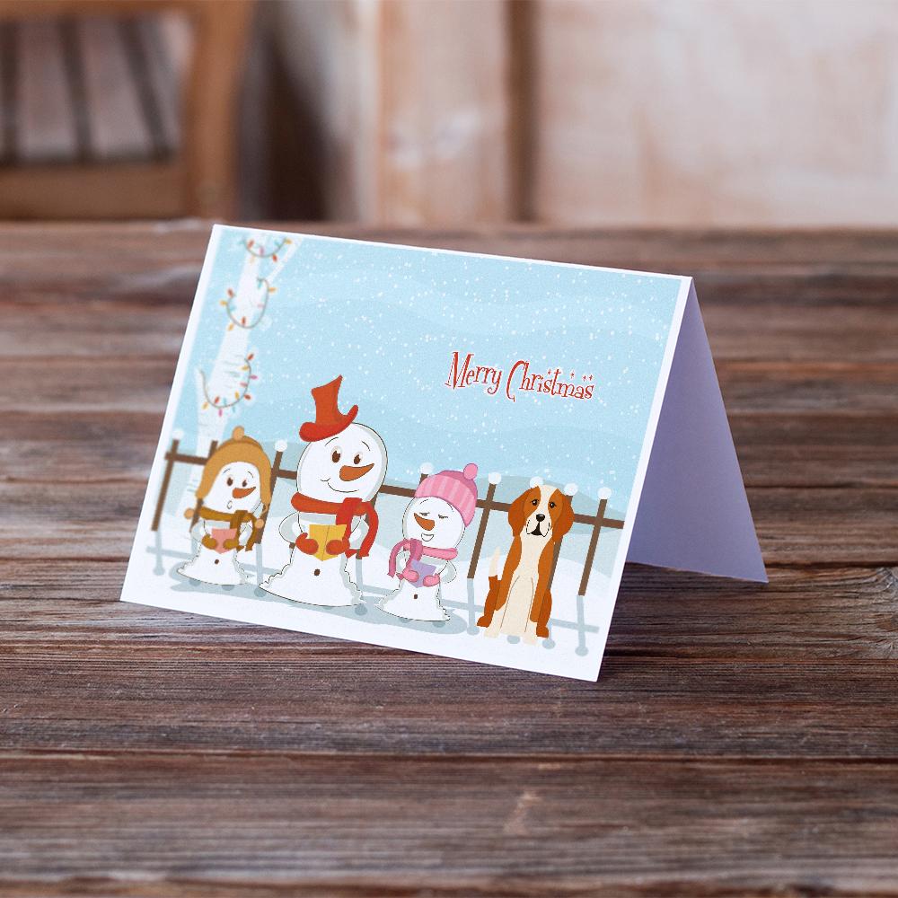 Merry Christmas Carolers English Foxhound Greeting Cards Pack of 8 Blank Cards with Envelopes Whimsical A7 Size 5x7