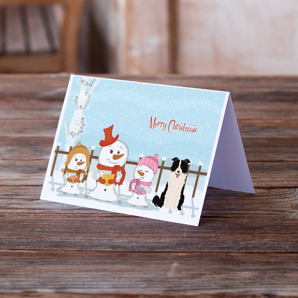 Merry Christmas Carolers Border Collie Black White Greeting Cards Pack of 8 Blank Cards with Envelopes Whimsical A7 Size 5x7