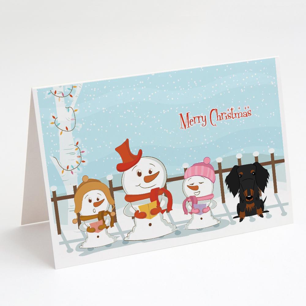 Merry Christmas Carolers Wire Haired Dachshund Black Tan Greeting Cards Pack of 8 Blank Cards with Envelopes Whimsical A7 Size 5x7