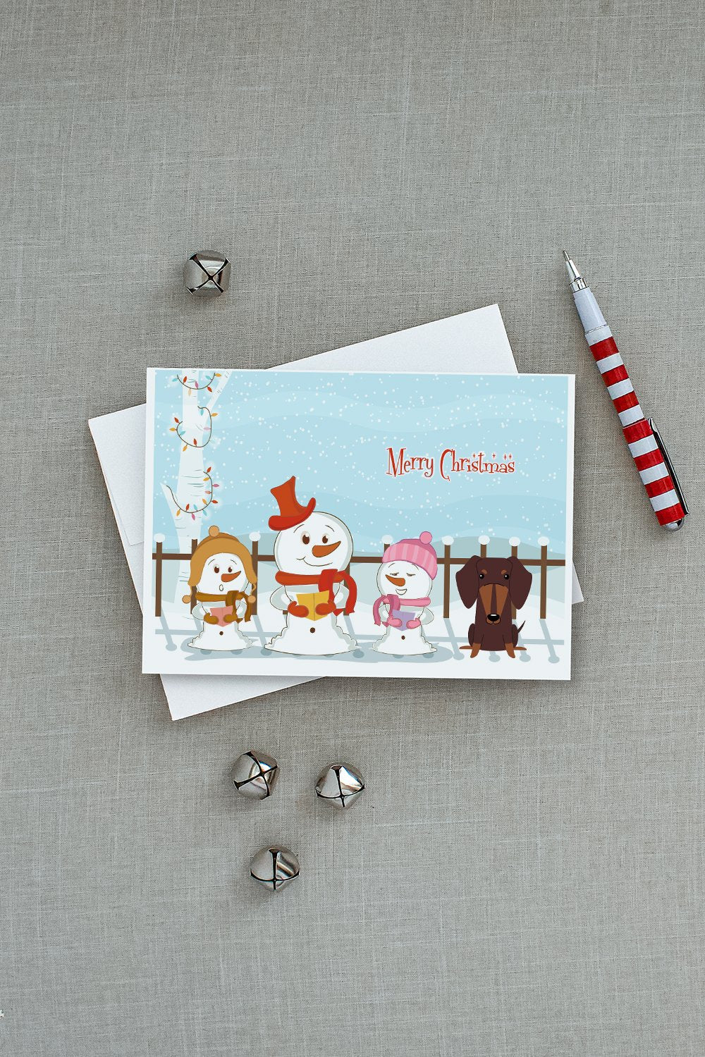 Merry Christmas Carolers Dachshund Chocolate Greeting Cards Pack of 8 Blank Cards with Envelopes Whimsical A7 Size 5x7