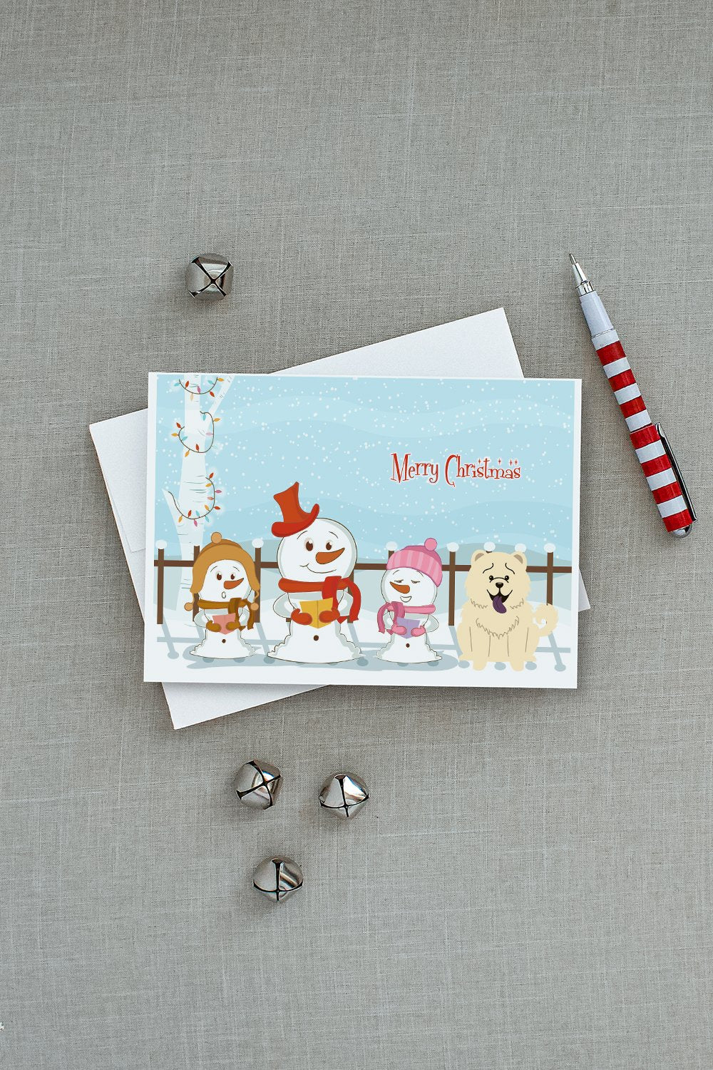 Merry Christmas Carolers Chow Chow White Greeting Cards Pack of 8 Blank Cards with Envelopes Whimsical A7 Size 5x7