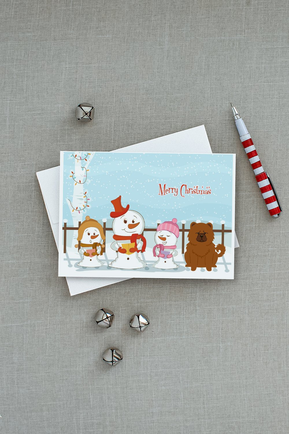 Merry Christmas Carolers Chow Chow Red Greeting Cards Pack of 8 Blank Cards with Envelopes Whimsical A7 Size 5x7