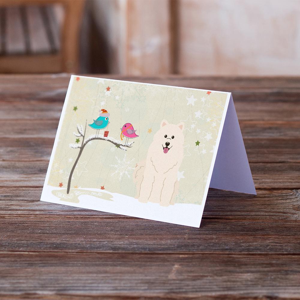 Christmas Presents between Friends Samoyed Greeting Cards Pack of 8 Blank Cards with Envelopes Whimsical A7 Size 5x7