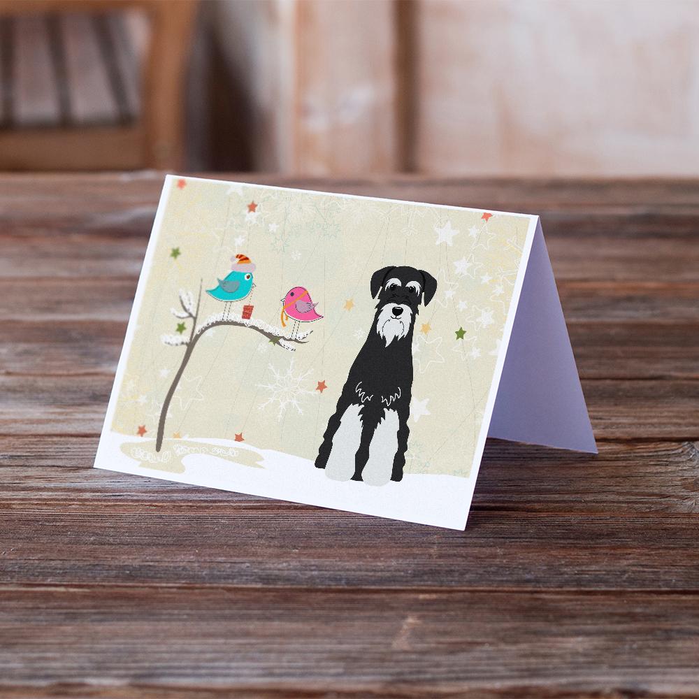 Christmas Presents between Friends Schnauzer - Salt and Pepper Greeting Cards Pack of 8 Blank Cards with Envelopes Whimsical A7 Size 5x7
