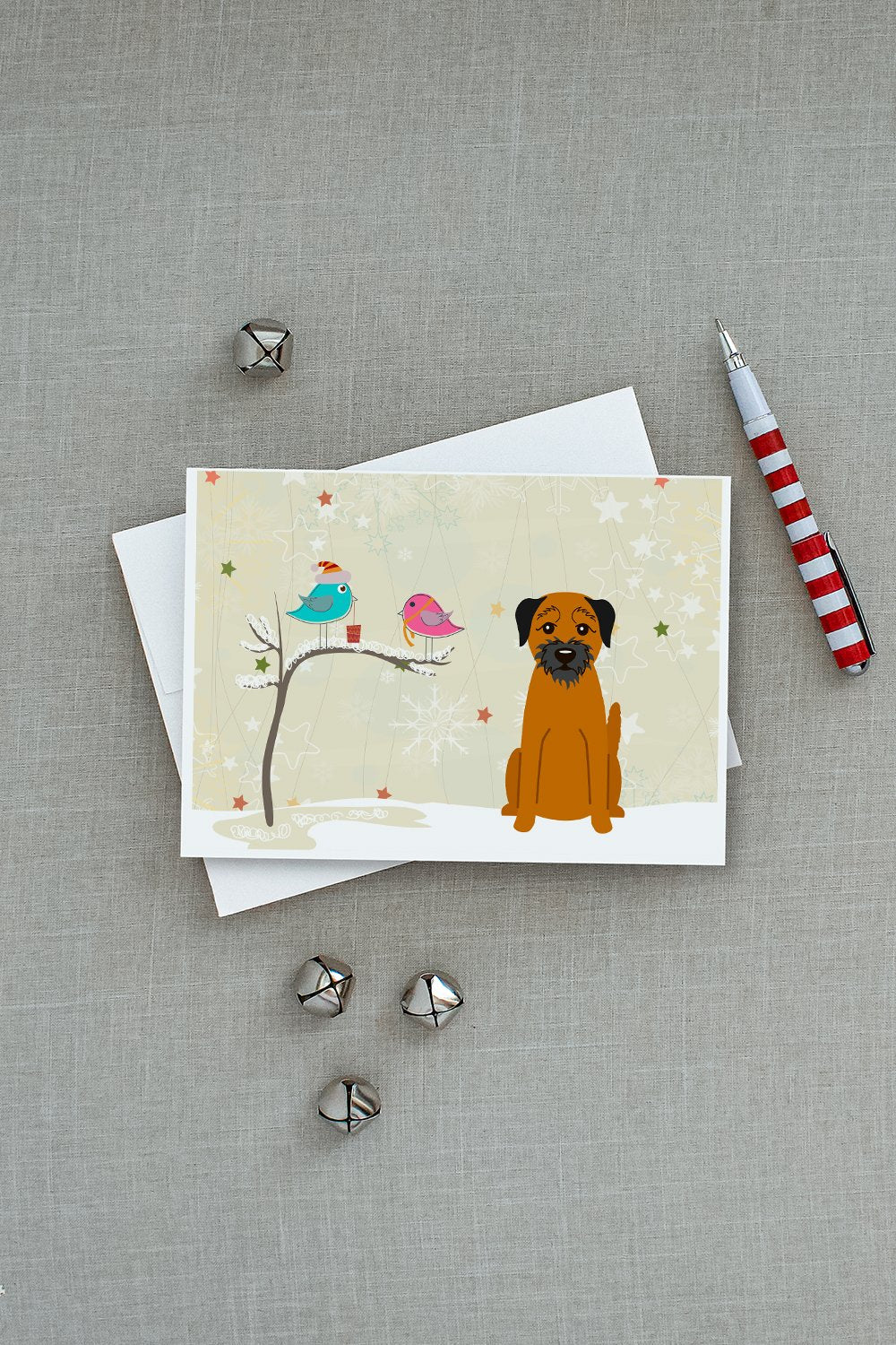 Christmas Presents between Friends Border Terrier Greeting Cards Pack of 8 Blank Cards with Envelopes Whimsical A7 Size 5x7