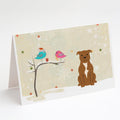 Christmas Presents between Friends Bull Terrier - Brown Greeting Cards Pack of 8 Blank Cards with Envelopes Whimsical A7 Size 5x7