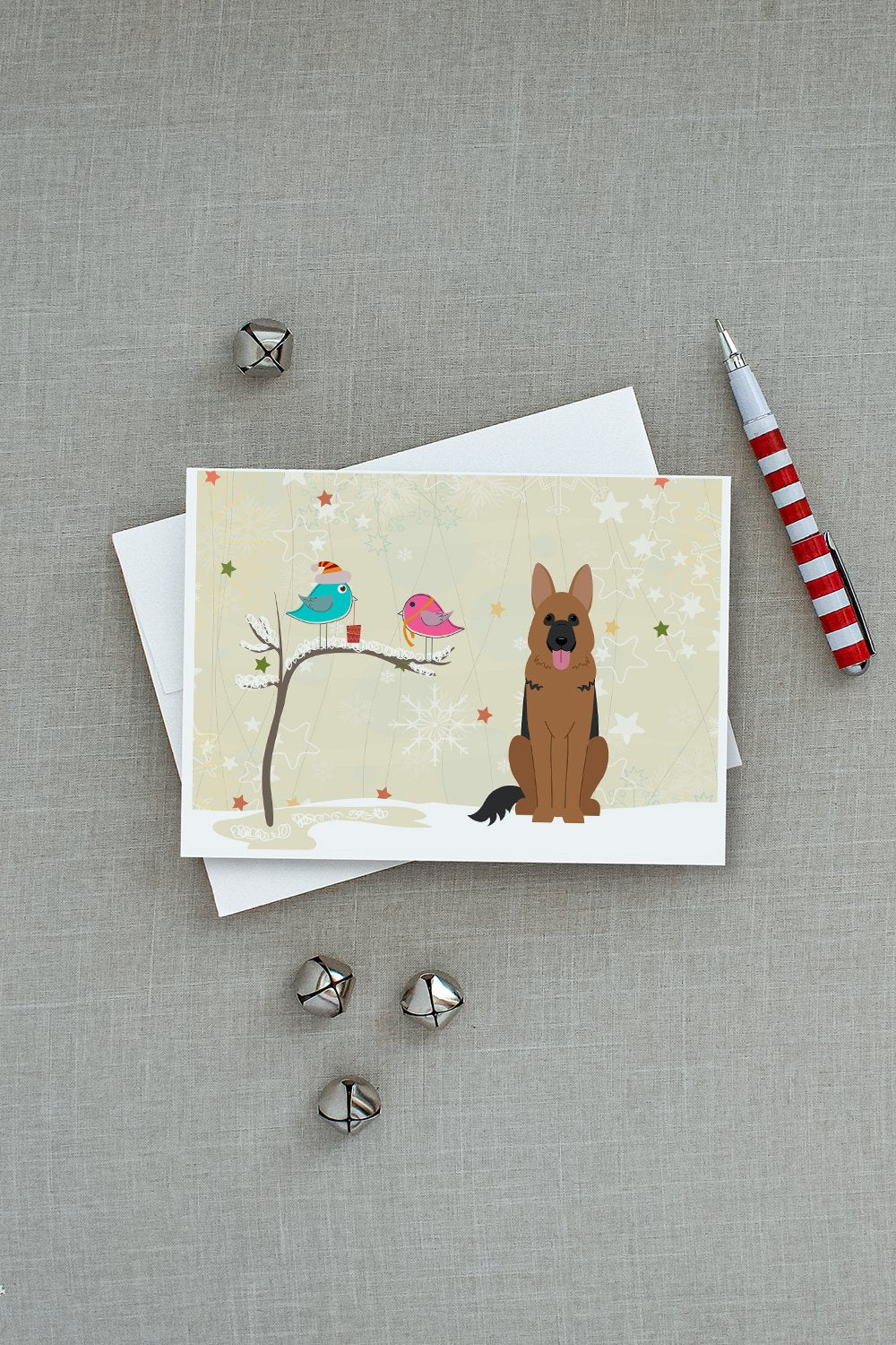 Christmas Presents between Friends German Shepherd Greeting Cards Pack of 8 Blank Cards with Envelopes Whimsical A7 Size 5x7
